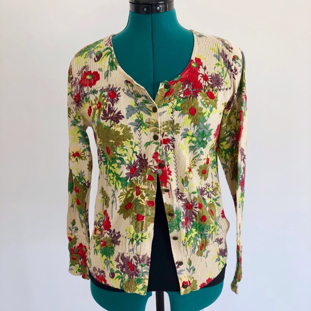 Rapsodia Floral Knit Cardigan M